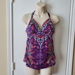 Athleta Aqualuxe Print Molded Cup Tankini Top